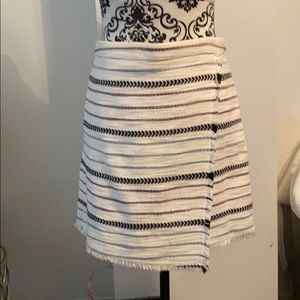 Loft- striped mock wrap skirt NWT